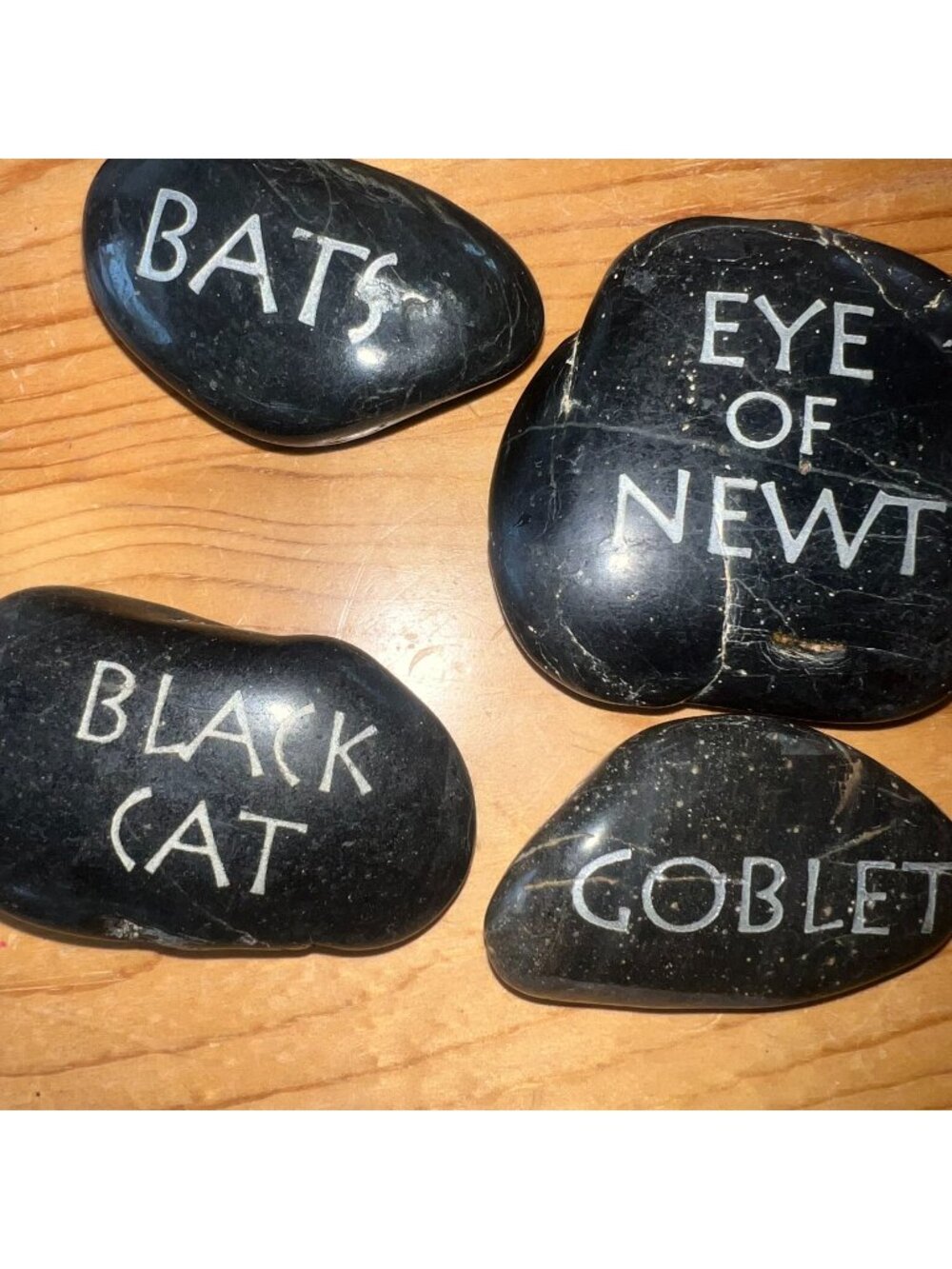 Black Engraved Decorative Witchcraft Stones Set Halloween Spells Potions Goblet